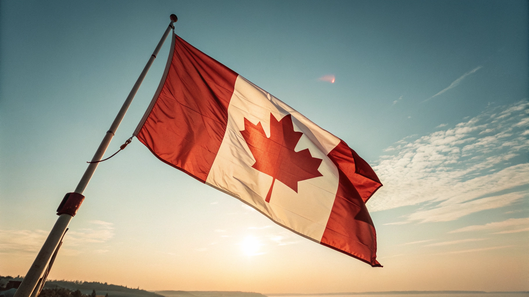 A professional and secure donation page hero image featuring a Canadian flag and a sense of community support.